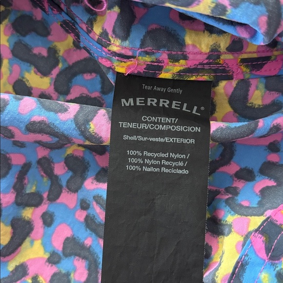 Merrell Supplex Anorak Windbreaker Rainbow Leopard Print Pink 90s Style Jacket - Picture 8 of 9